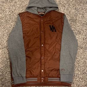 RVCA Hoodie/Varsity Maroon/Grey Jacket Size XL